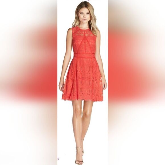 Xhilaration Dresses & Skirts - Coral Lace sleeveless dress Size Medium